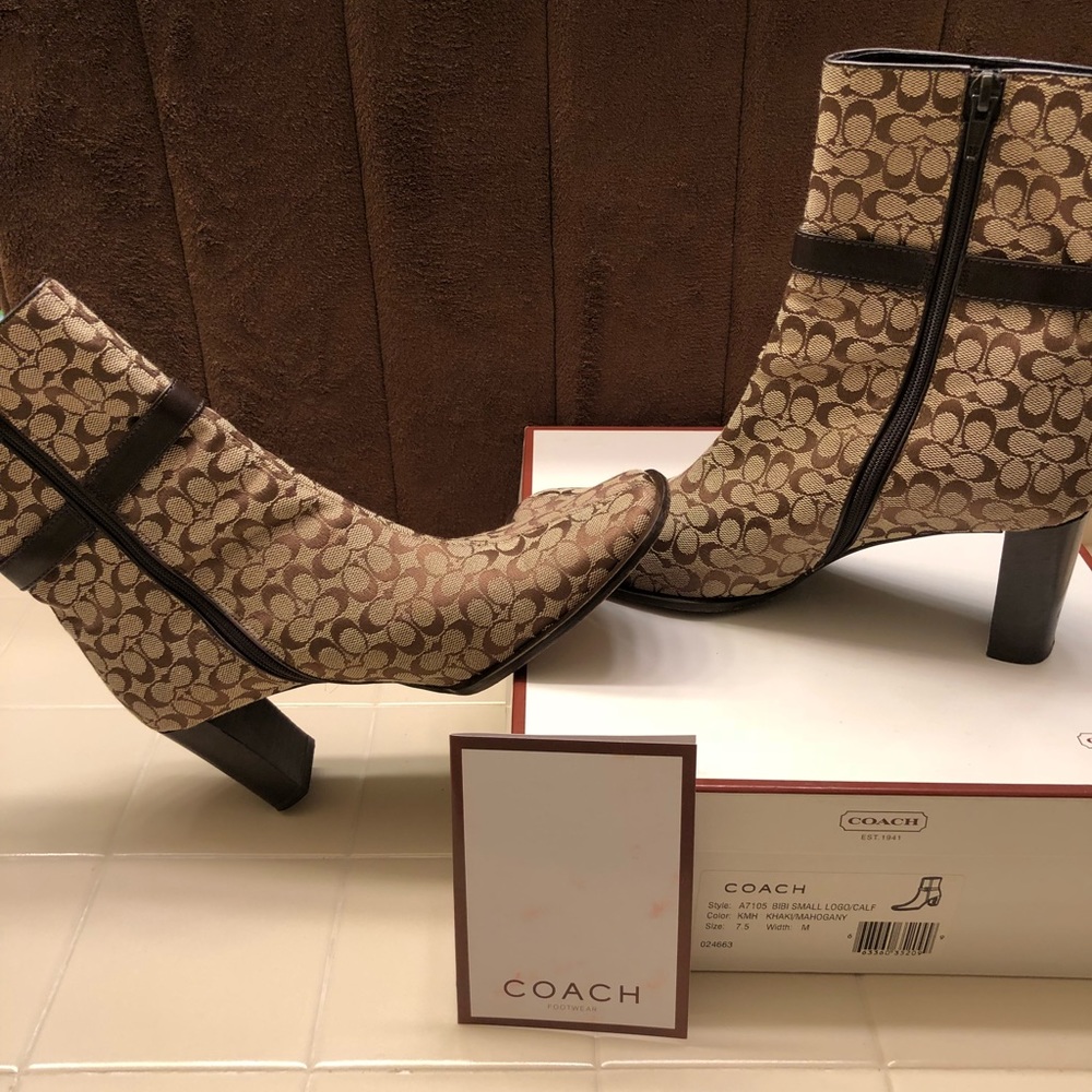 Khaki-mahogany Bini Small Logo Calf Coach Boot